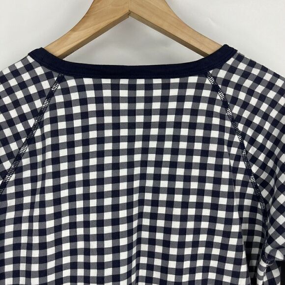 Draper James Sweatshirt Size Small Womens Navy White Gingham Check Natalie Top - Picture 5 of 7